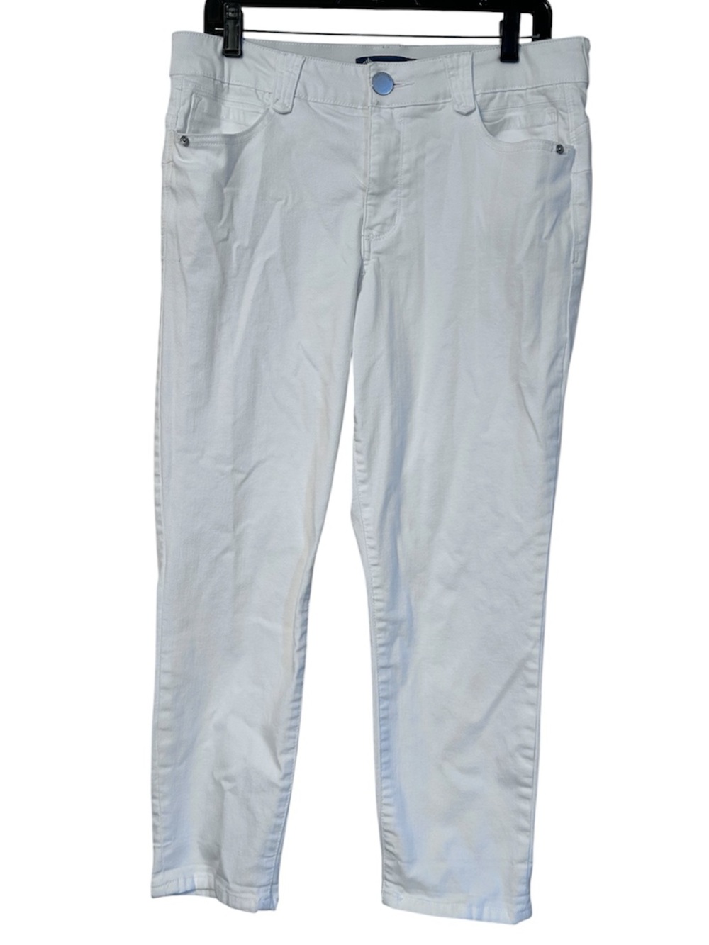 Democracy “Ab”solution straight leg white jeans, size 12 petite
